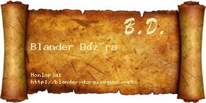 Blander Dóra névjegykártya